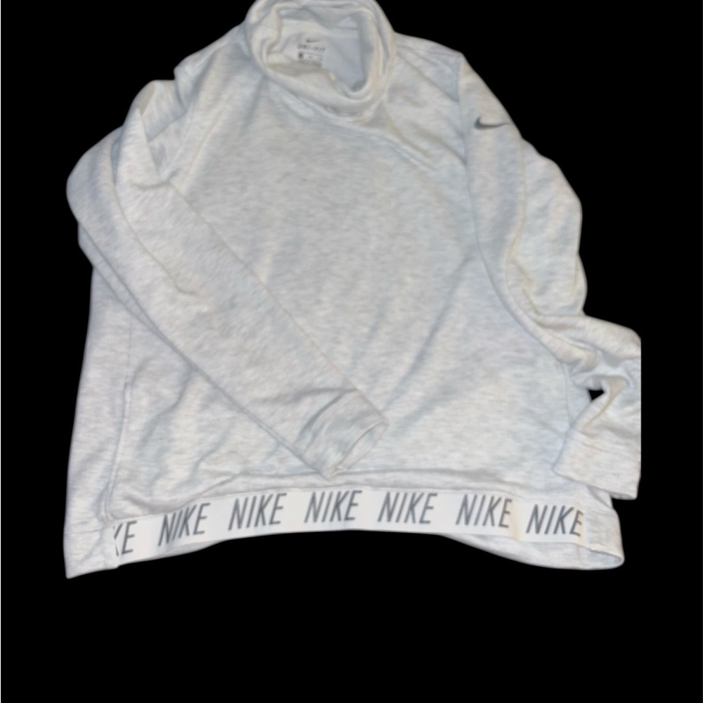Nike Women's White Crewneck Pullover with Logo Hem